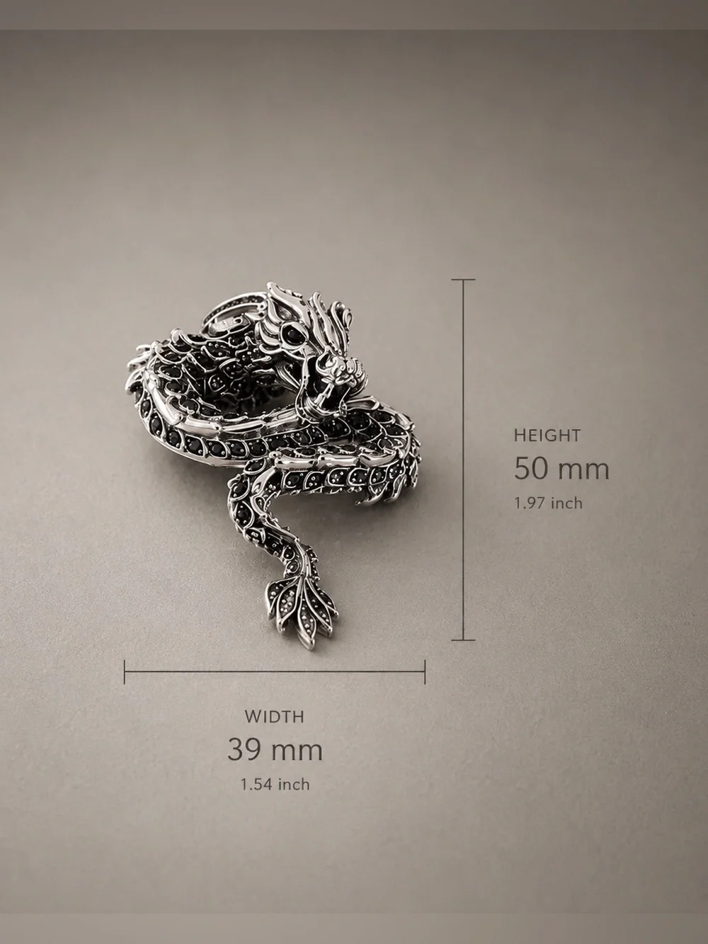 THOMAS SABO Blackened Sterling Silver Dragon Pendant Gothic Luxury Rare